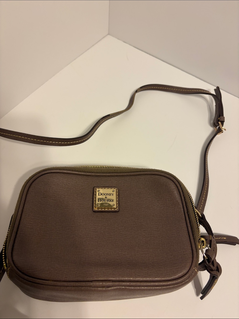 Dooney & Bourke Brown Saffiano Crossbody - Picture 1 of 10